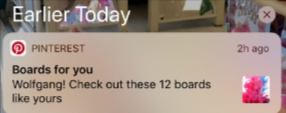Pinterest push notification copy example