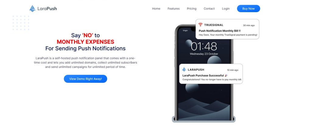 LaraPush Best Web App Push Notification Service Provider