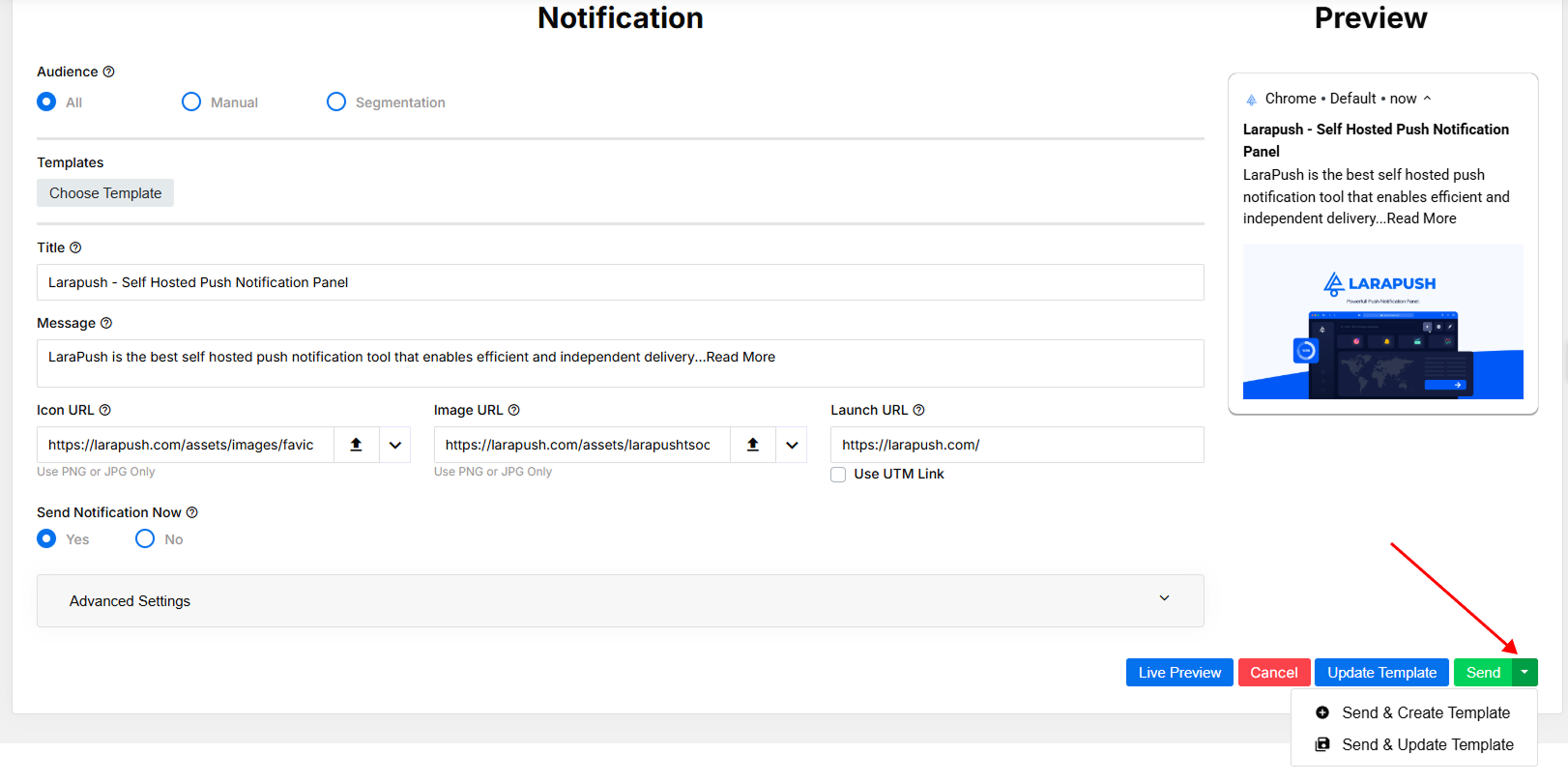 Create Update Template