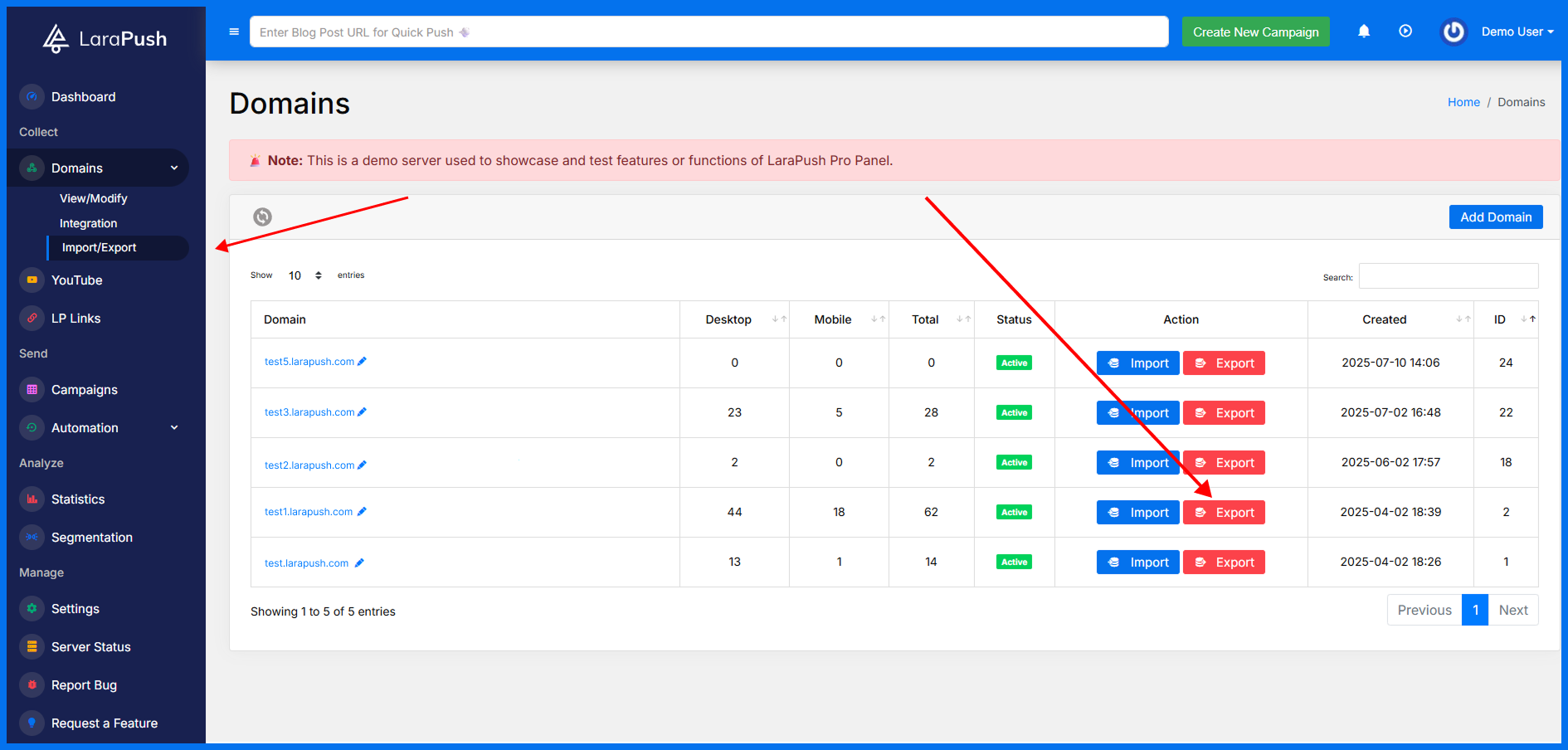 Export Button Highlighted