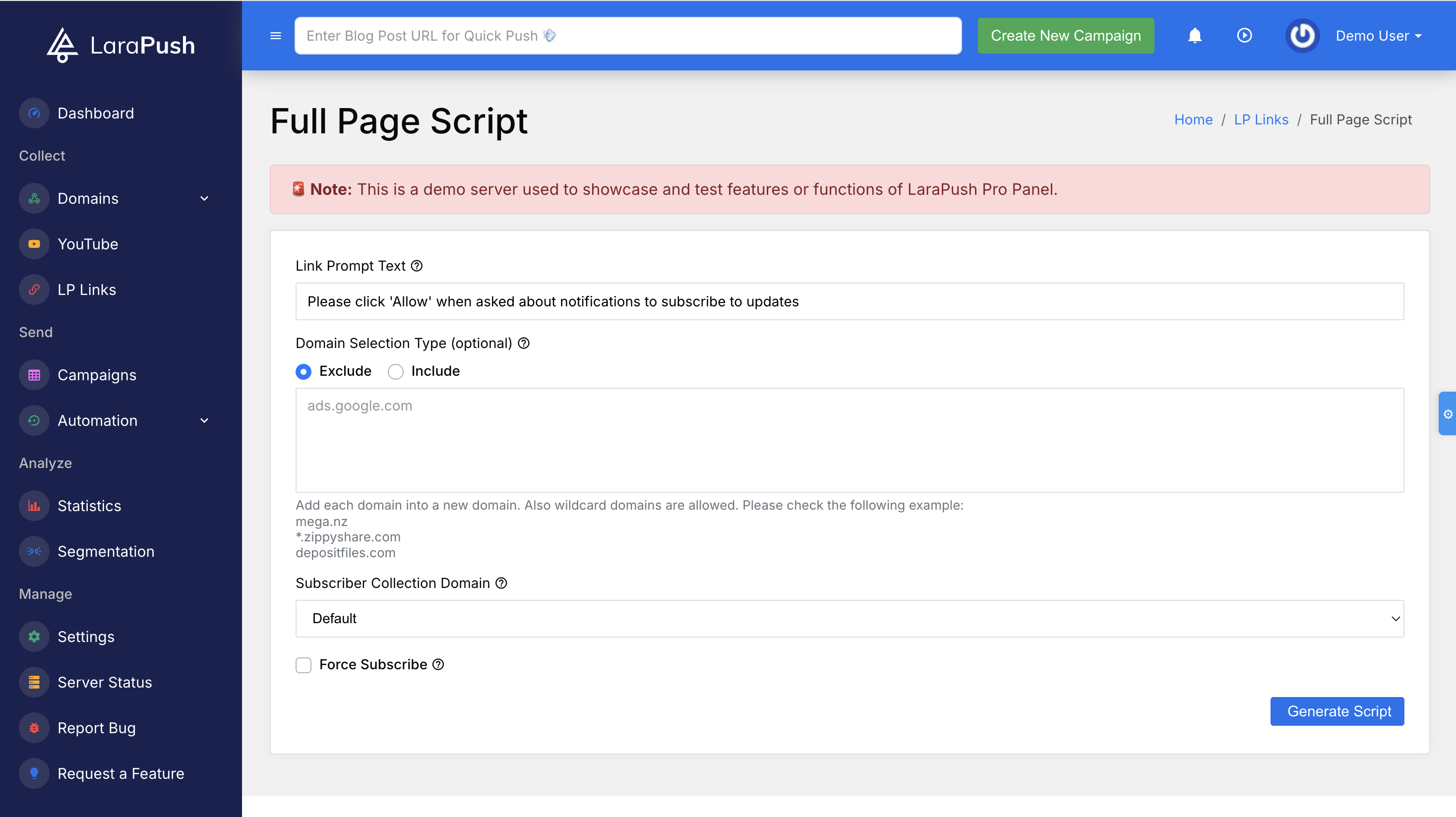 fullpagescript