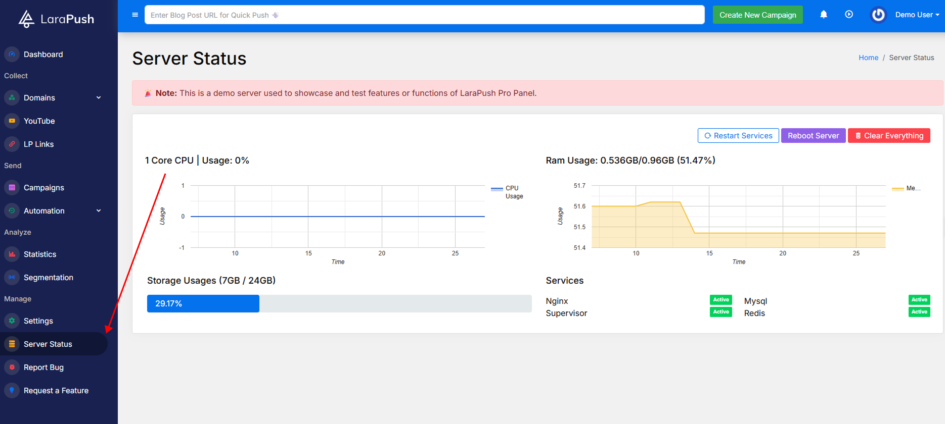 server status